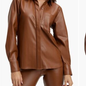 Good American Brown Leather Jacket